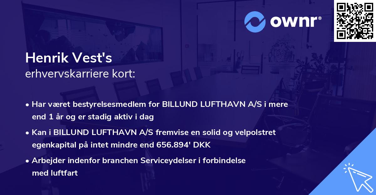 Henrik Vest's erhvervskarriere kort