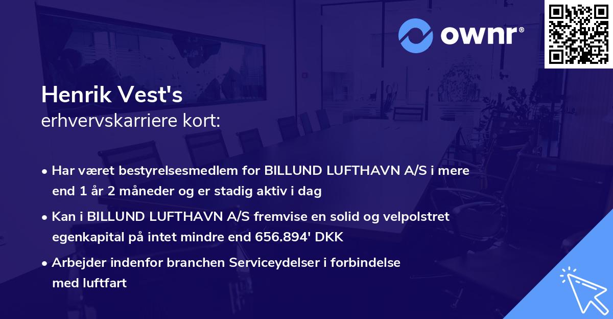Henrik Vest's erhvervskarriere kort