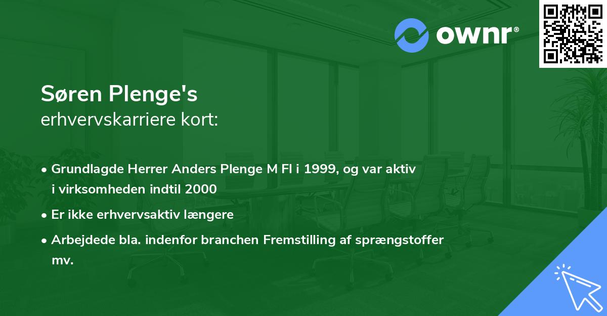 Søren Plenge's erhvervskarriere kort