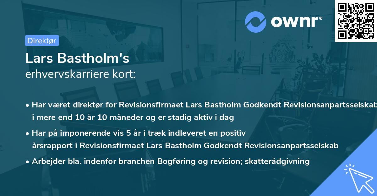 Lars Bastholm's erhvervskarriere kort