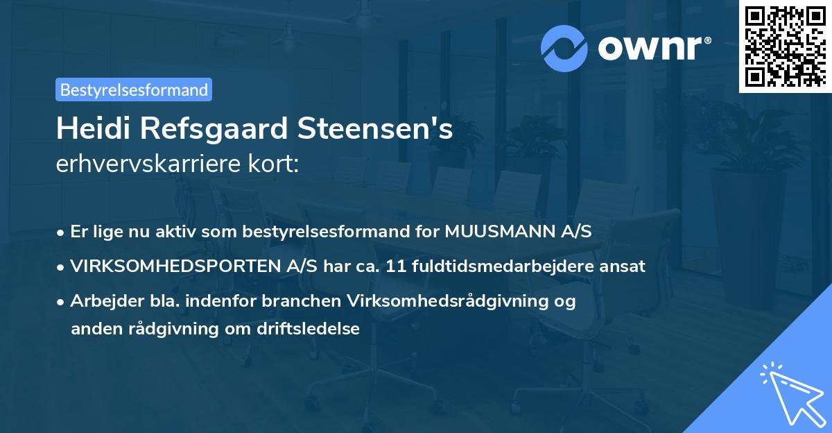 Heidi Refsgaard Steensen's erhvervskarriere kort