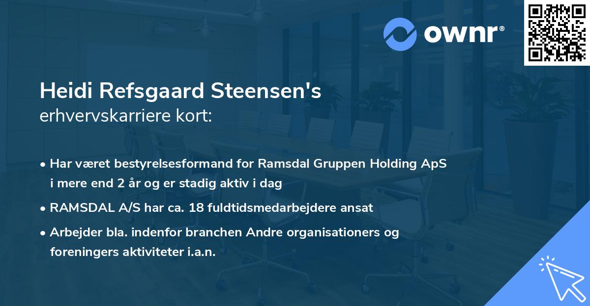Heidi Refsgaard Steensen's erhvervskarriere kort