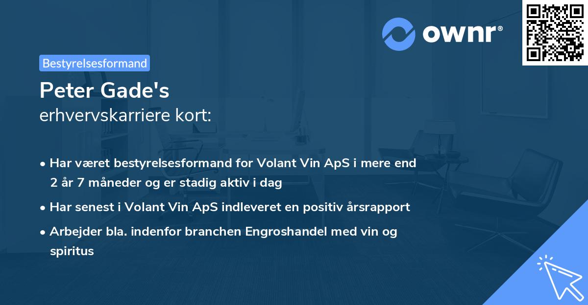 Peter Gade's erhvervskarriere kort