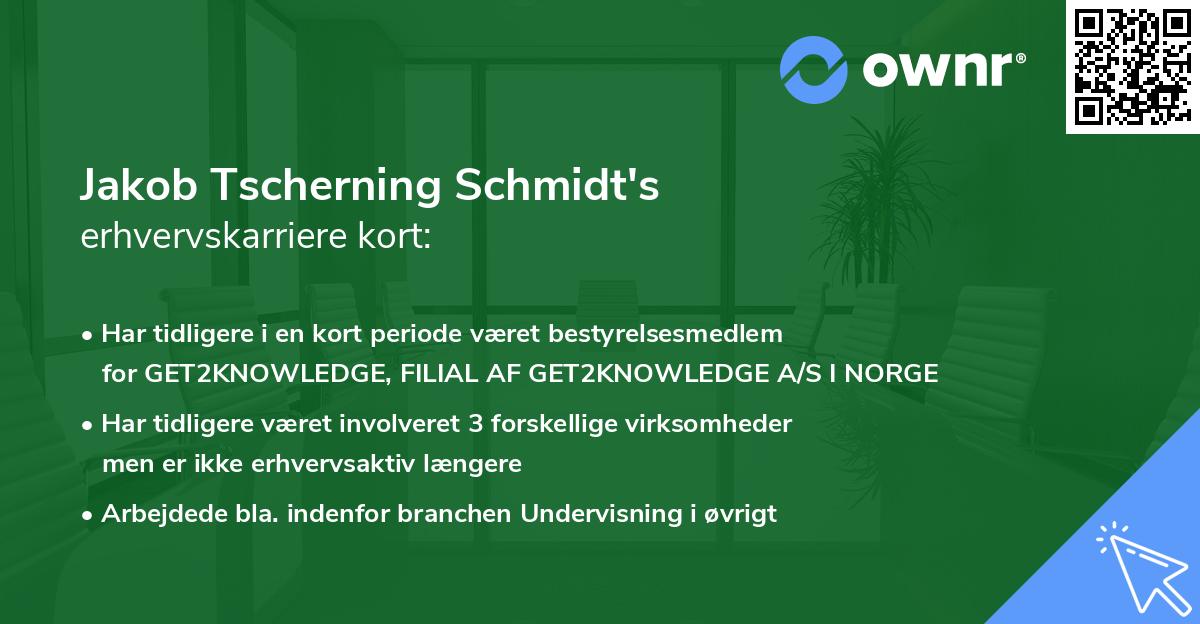 Jakob Tscherning Schmidt's erhvervskarriere kort