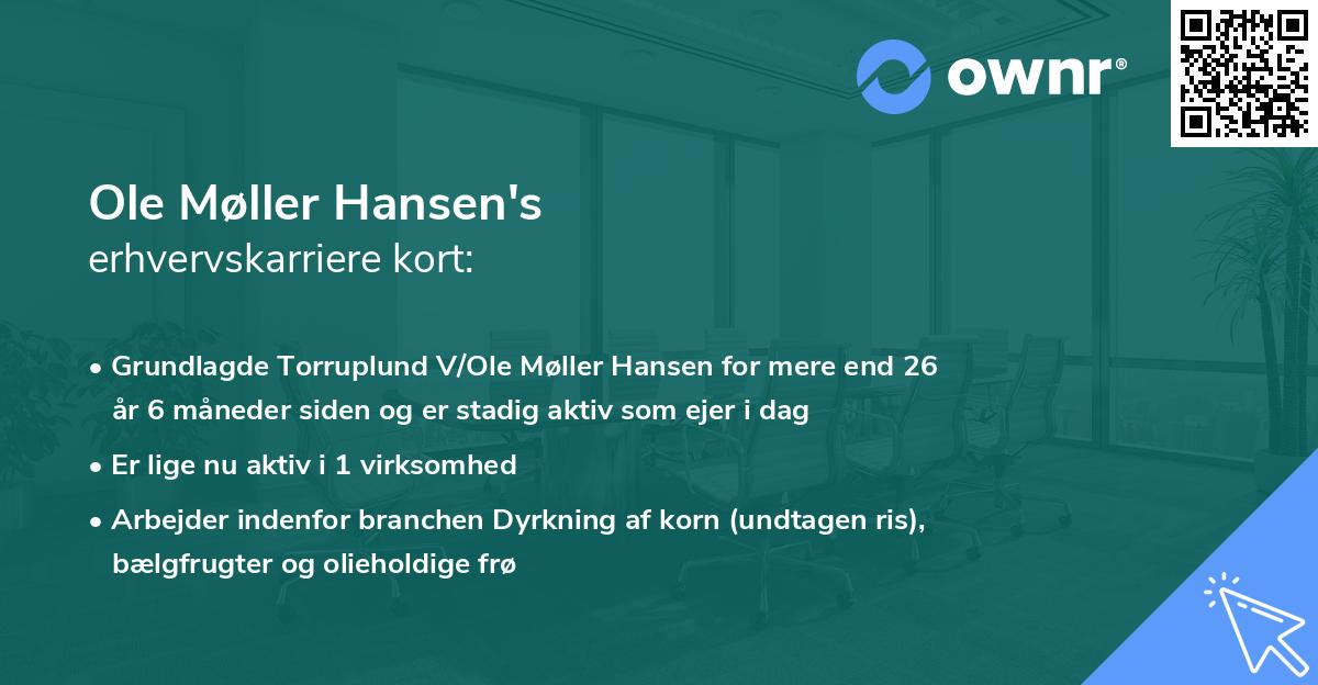 Ole Møller Hansen's erhvervskarriere kort