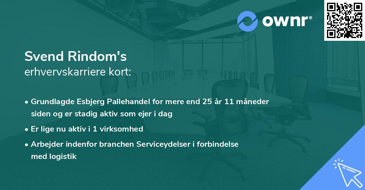 Svend Rindom's erhvervskarriere kort