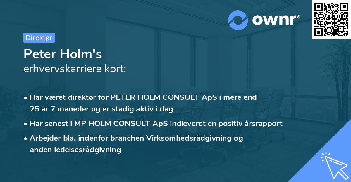 Peter Holm's erhvervskarriere kort