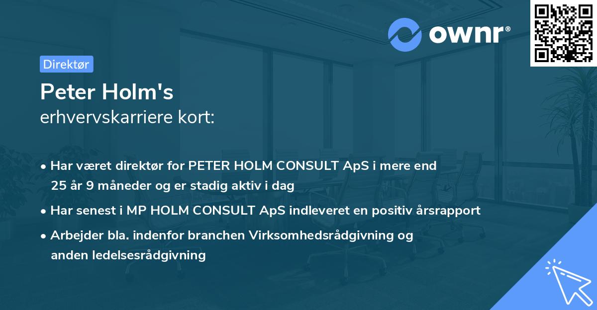 Peter Holm's erhvervskarriere kort