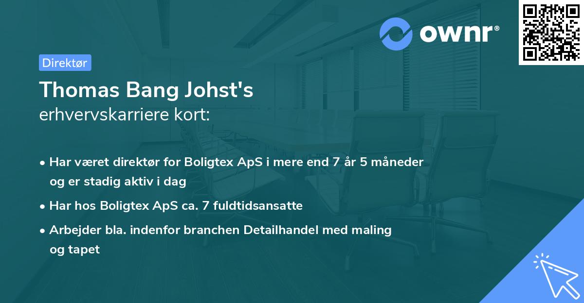 Thomas Bang Johst's erhvervskarriere kort