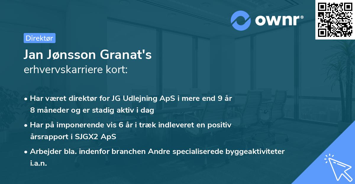 Jan Jønsson Granat's erhvervskarriere kort