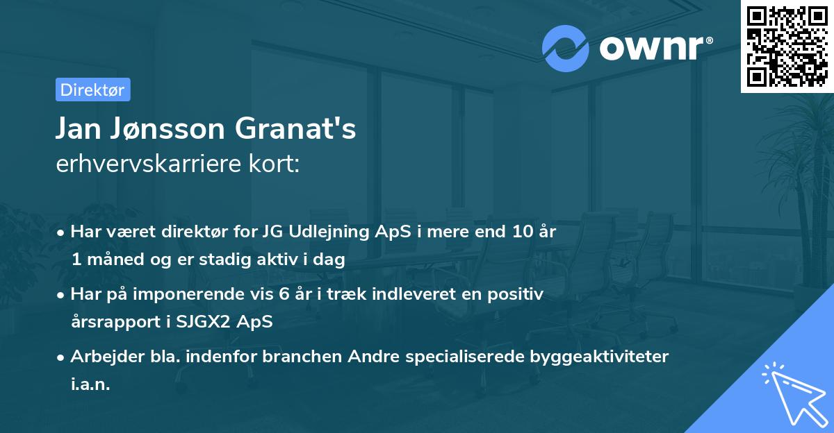 Jan Jønsson Granat's erhvervskarriere kort