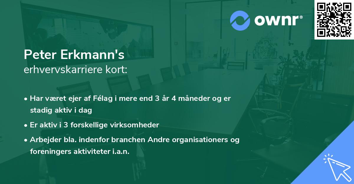 Peter Erkmann's erhvervskarriere kort