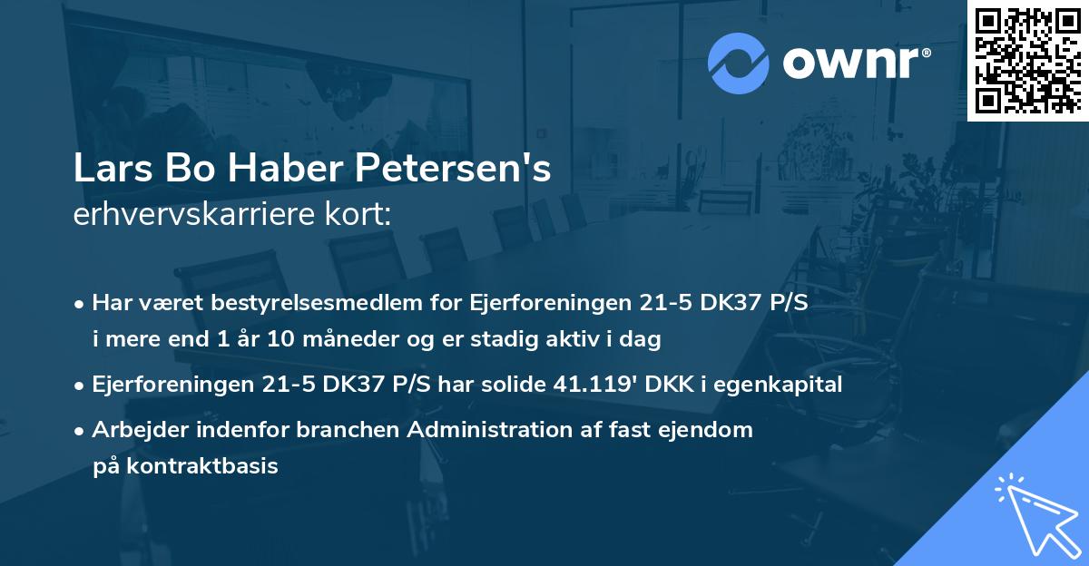 Lars Bo Haber Petersen's erhvervskarriere kort