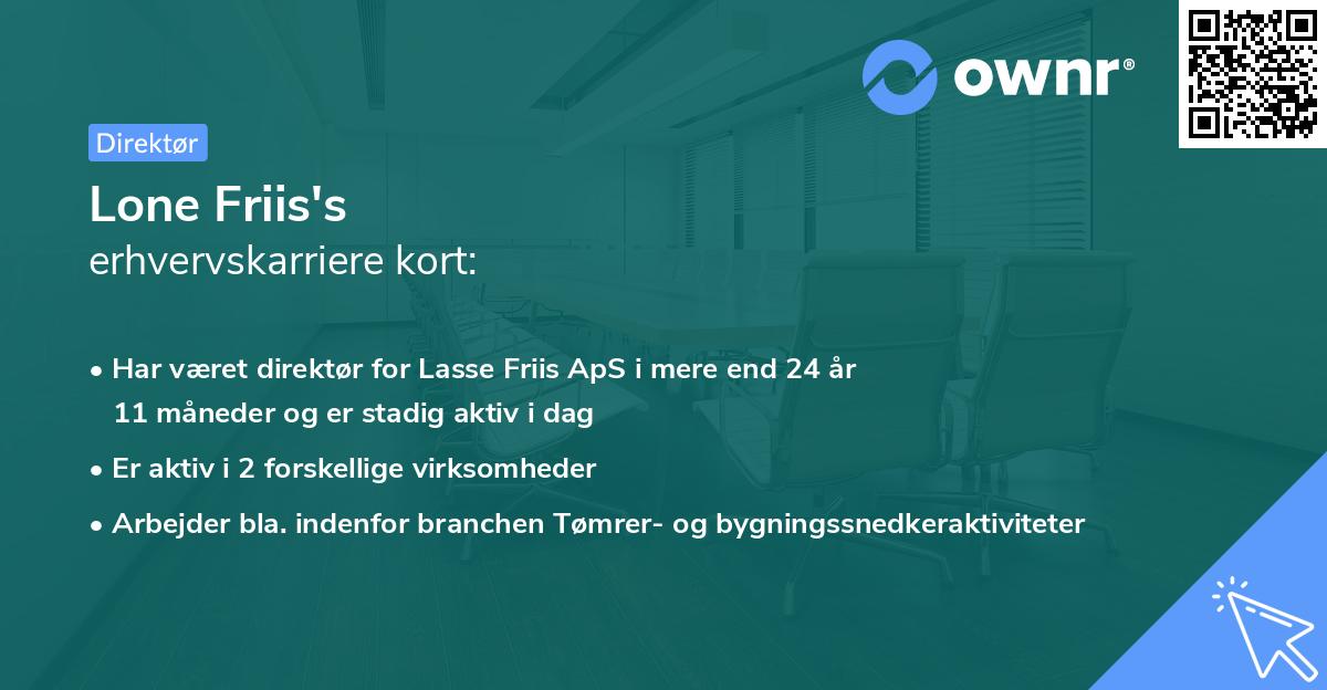 Lone Friis's erhvervskarriere kort