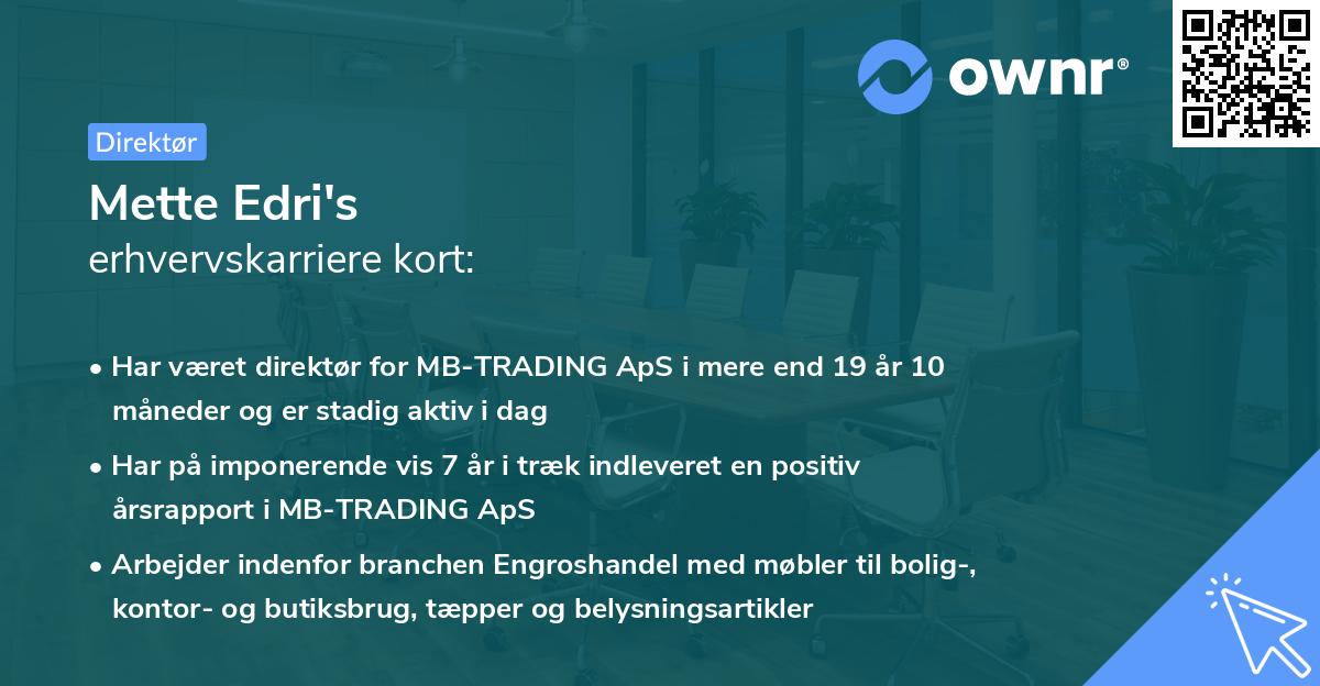 Mette Edri's erhvervskarriere kort