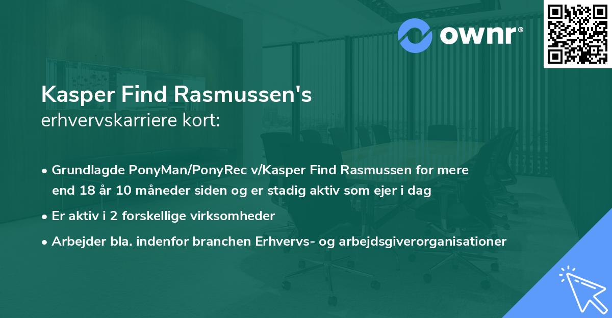 Kasper Find Rasmussen's erhvervskarriere kort