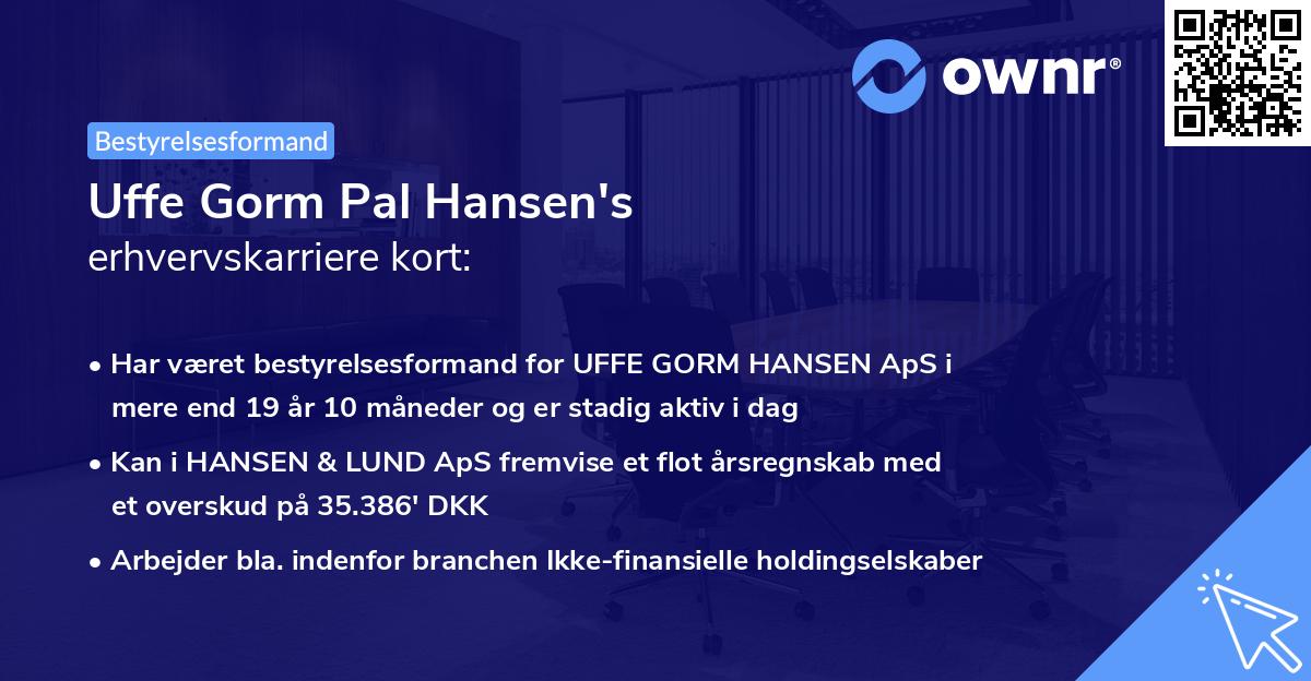 Uffe Gorm Pal Hansen's erhvervskarriere kort
