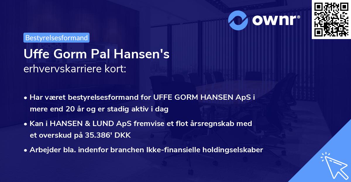 Uffe Gorm Pal Hansen's erhvervskarriere kort