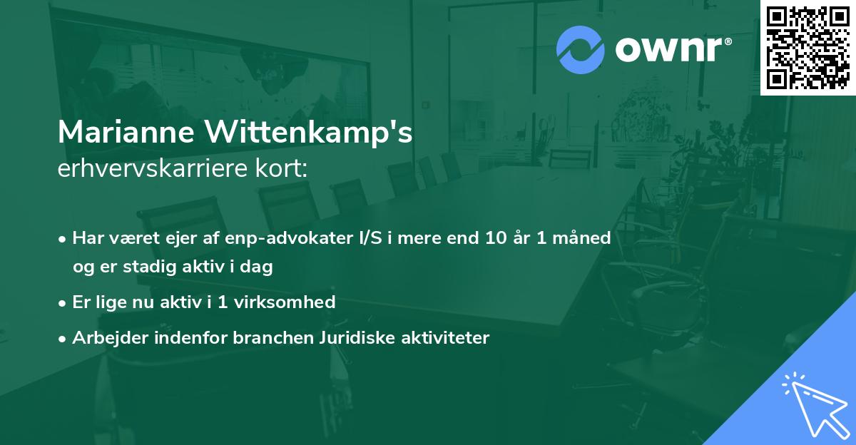 Marianne Wittenkamp's erhvervskarriere kort