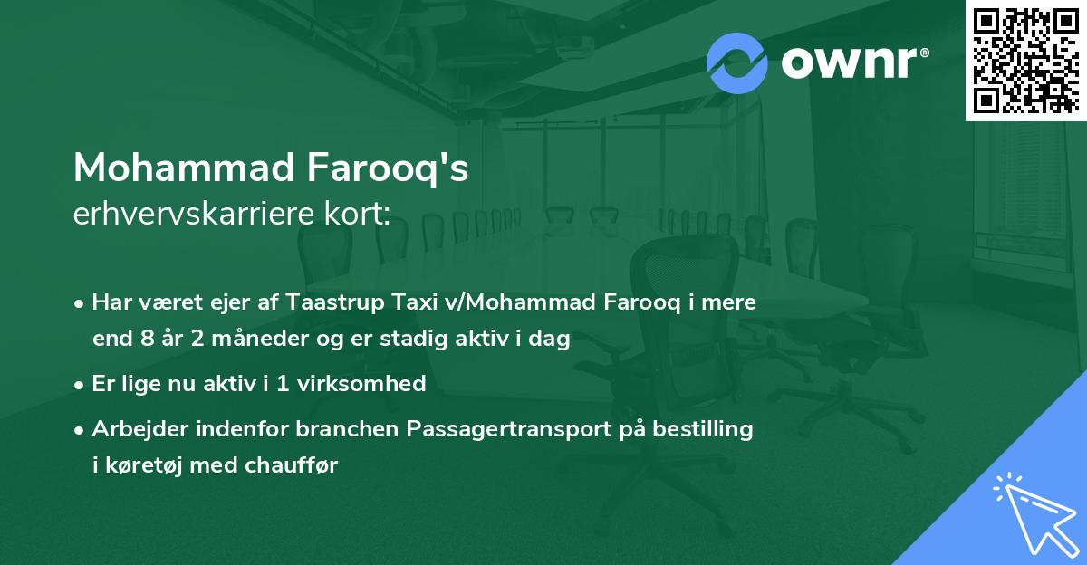 Mohammad Farooq's erhvervskarriere kort