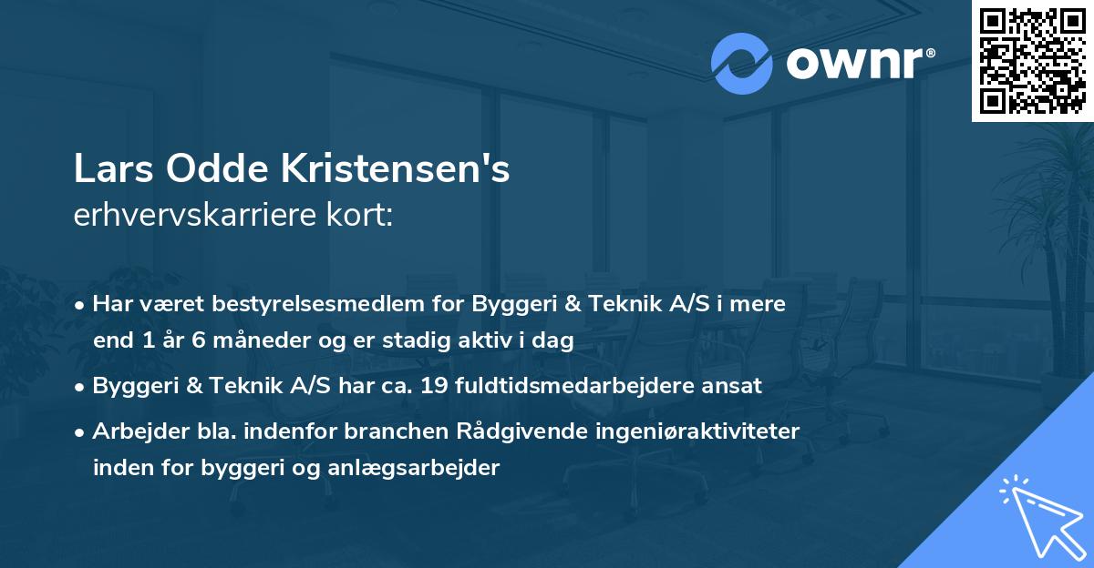 Lars Odde Kristensen's erhvervskarriere kort