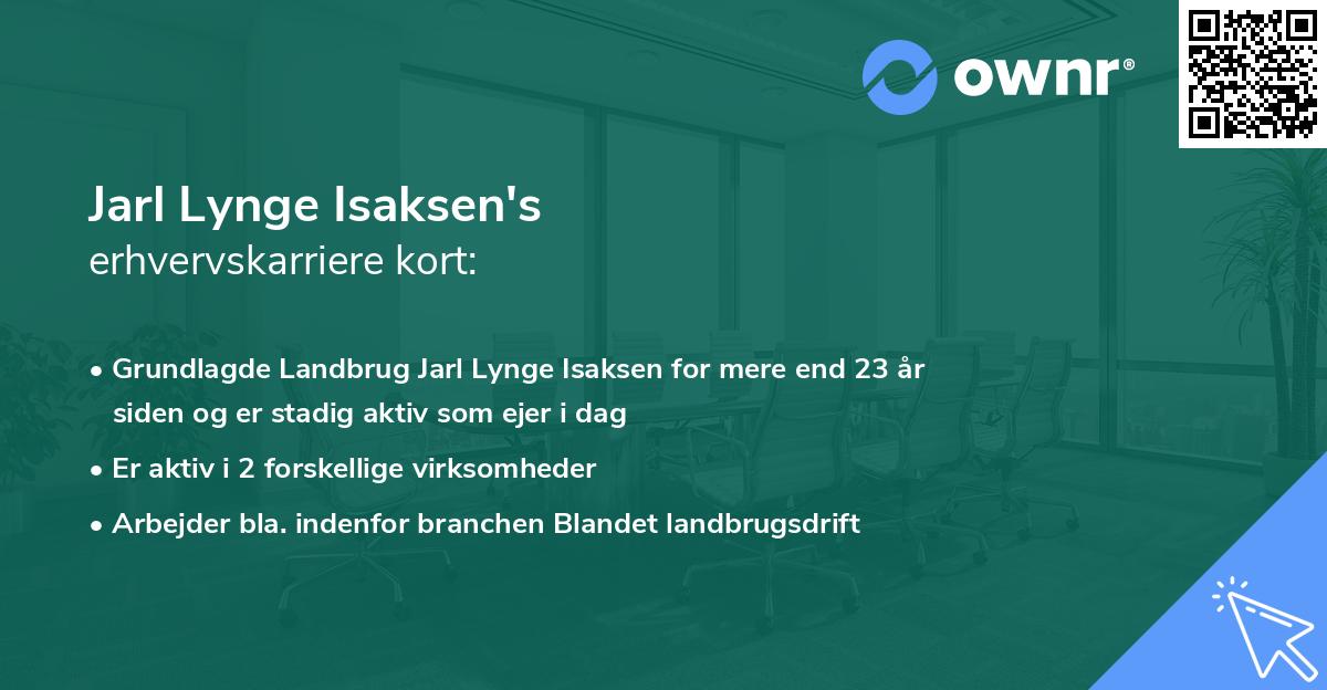 Jarl Lynge Isaksen's erhvervskarriere kort
