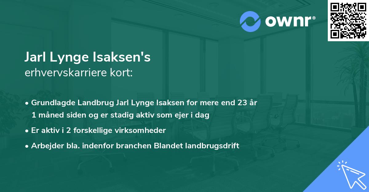 Jarl Lynge Isaksen's erhvervskarriere kort