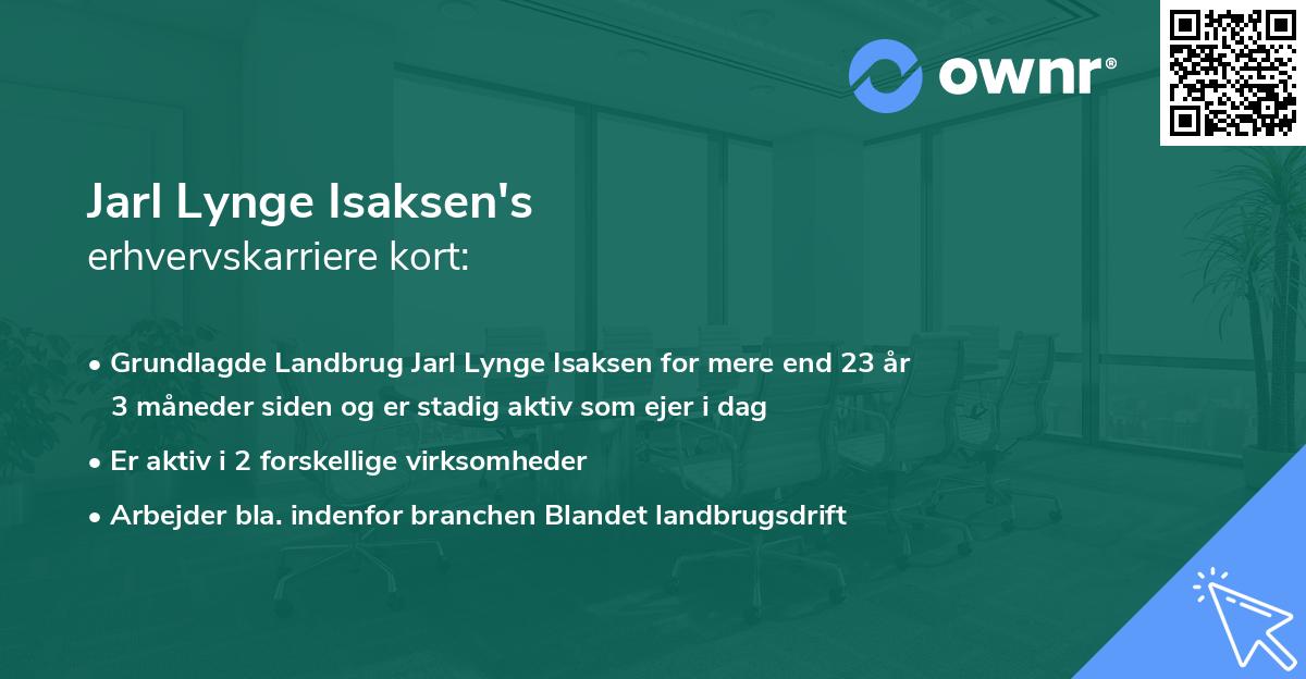Jarl Lynge Isaksen's erhvervskarriere kort