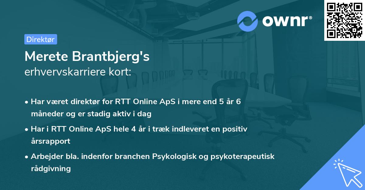Merete Brantbjerg's erhvervskarriere kort