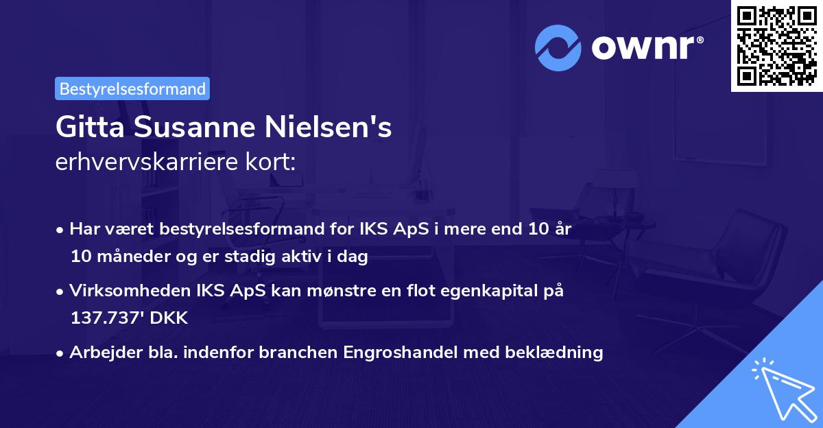 Gitta Susanne Nielsen's erhvervskarriere kort