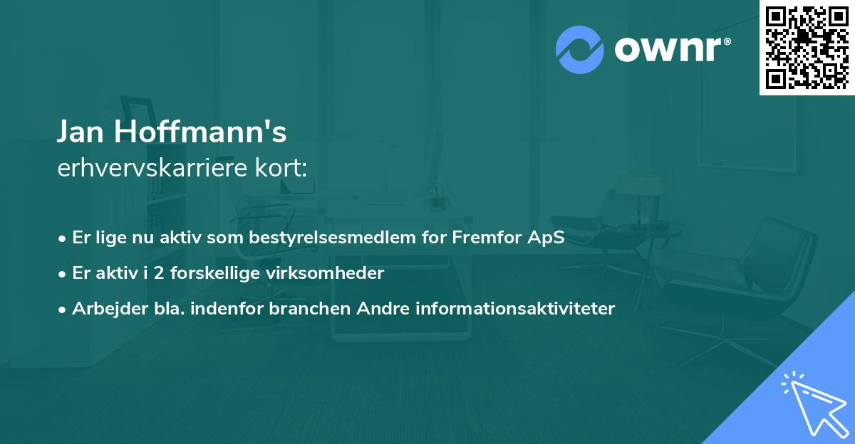 Jan Hoffmann's erhvervskarriere kort