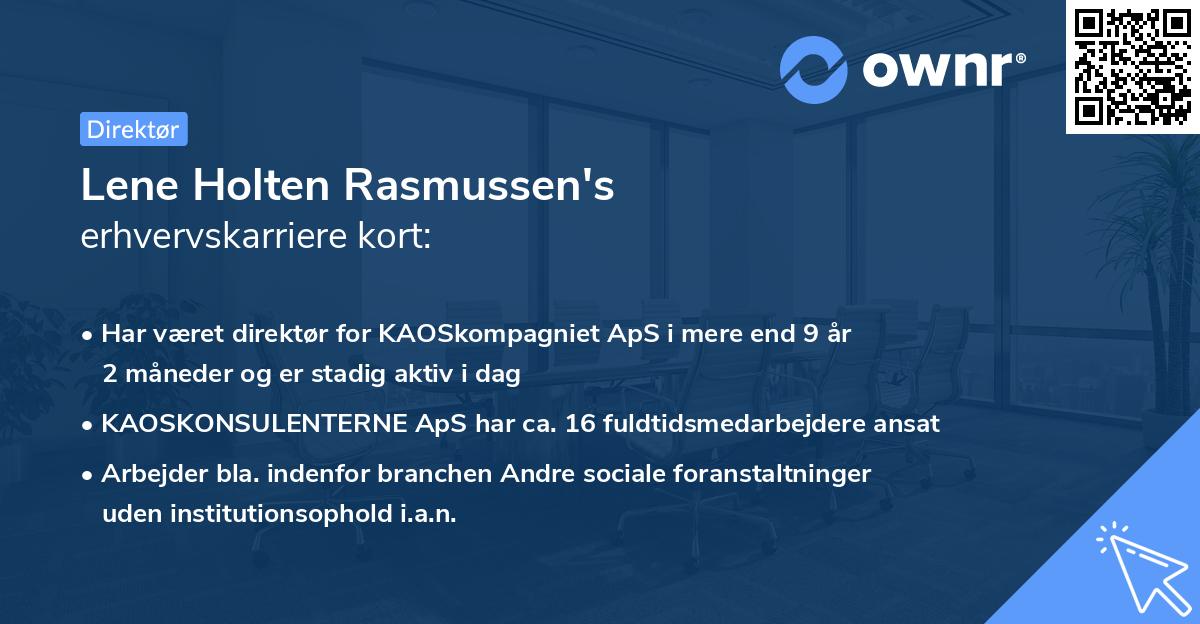 Lene Holten Rasmussen's erhvervskarriere kort