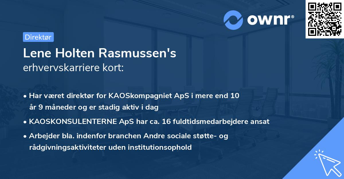 Lene Holten Rasmussen's erhvervskarriere kort