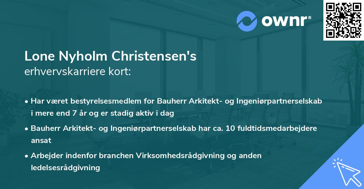 Lone Nyholm Christensen's erhvervskarriere kort