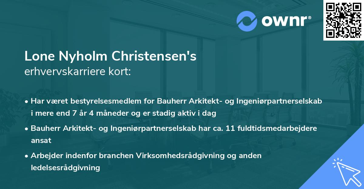 Lone Nyholm Christensen's erhvervskarriere kort