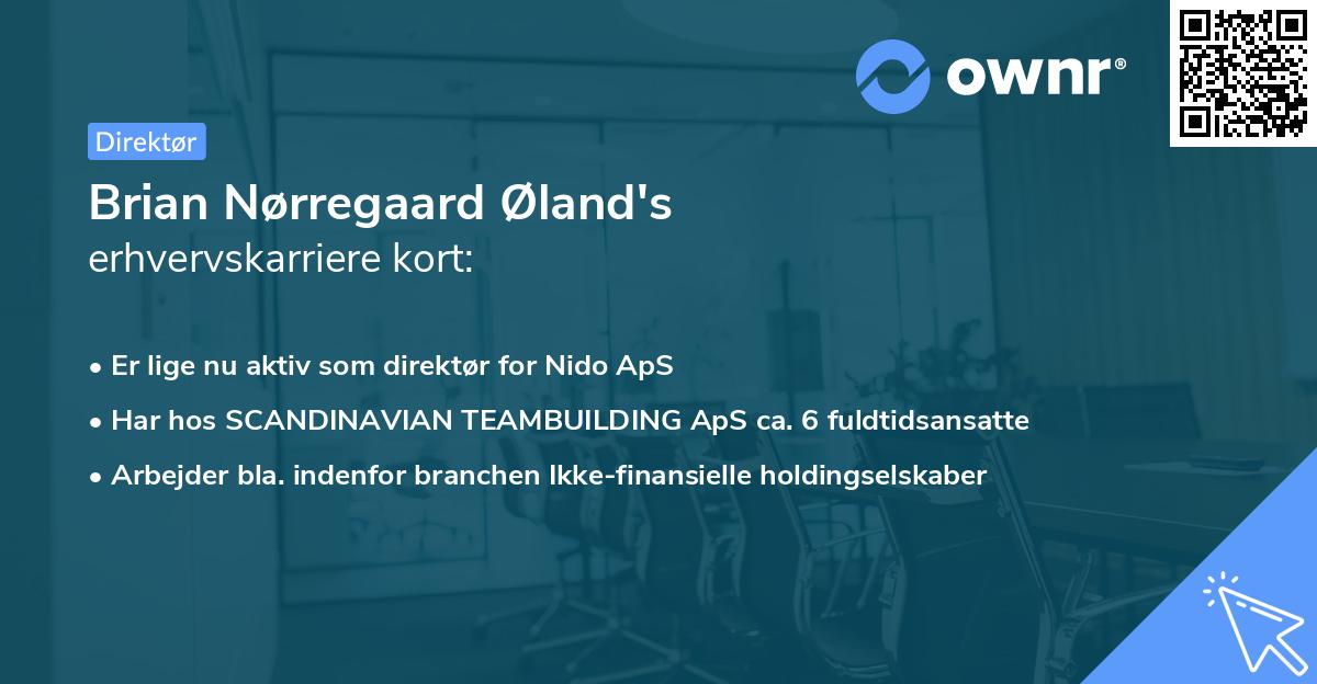 Brian Nørregaard Øland's erhvervskarriere kort