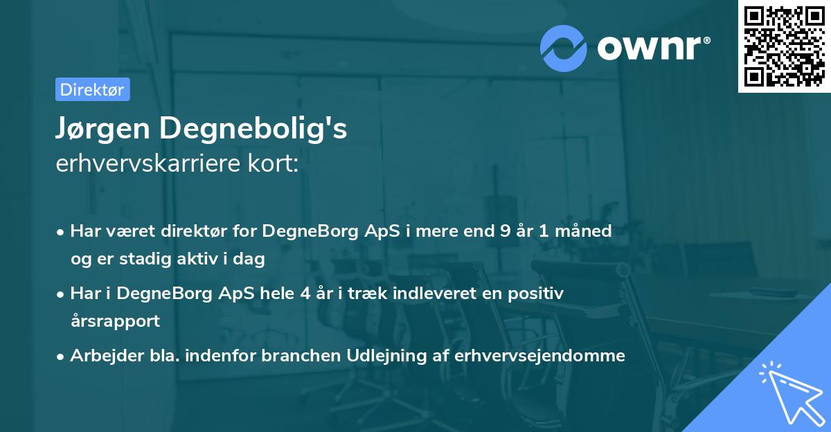 Jørgen Degnebolig's erhvervskarriere kort
