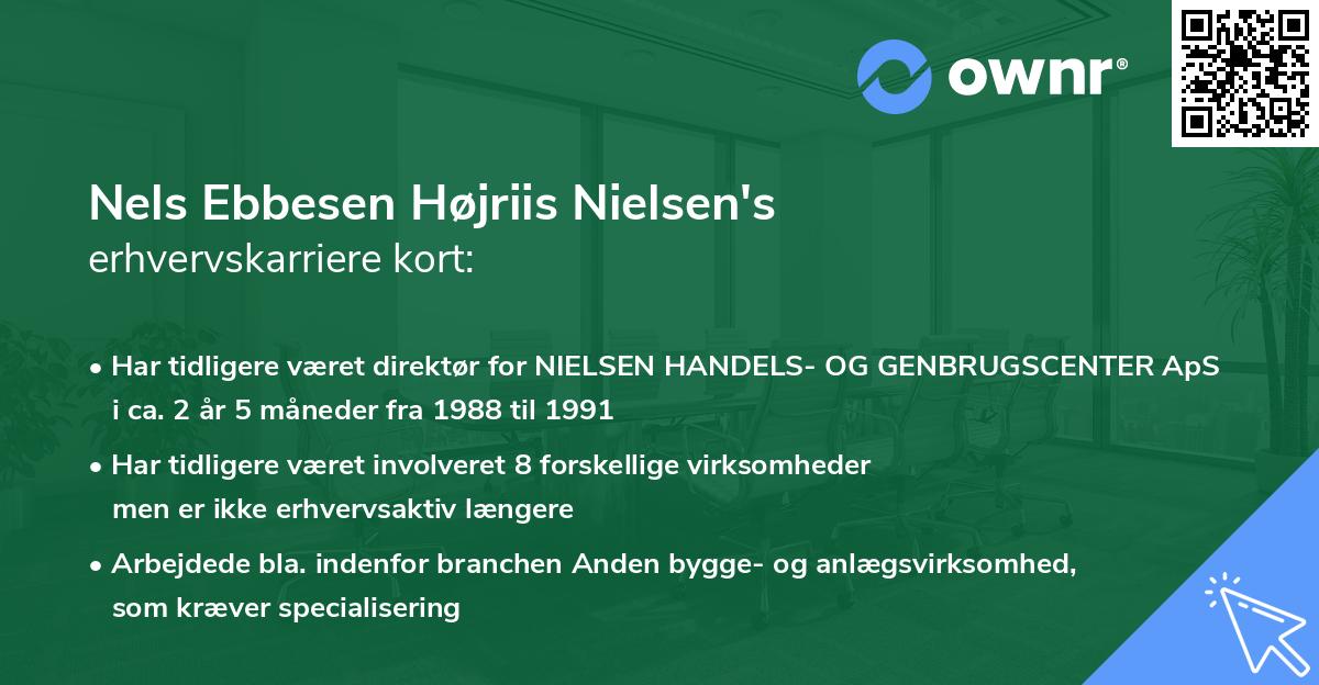 Nels Ebbesen Højriis Nielsen's erhvervskarriere kort
