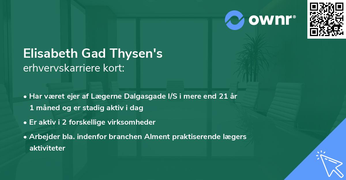 Elisabeth Gad Thysen's erhvervskarriere kort