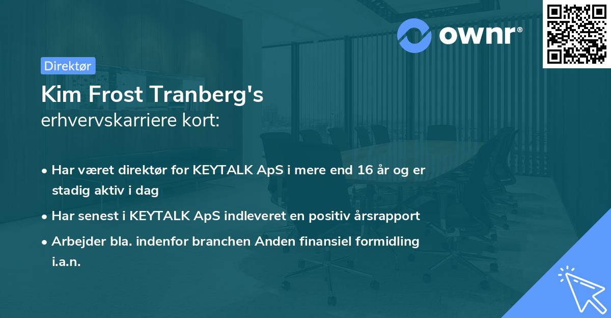 Kim Frost Tranberg's erhvervskarriere kort