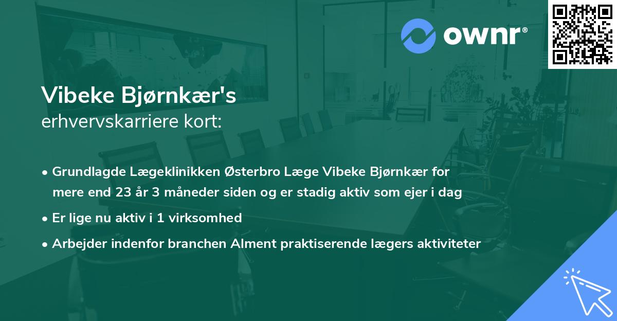 Vibeke Bjørnkær's erhvervskarriere kort