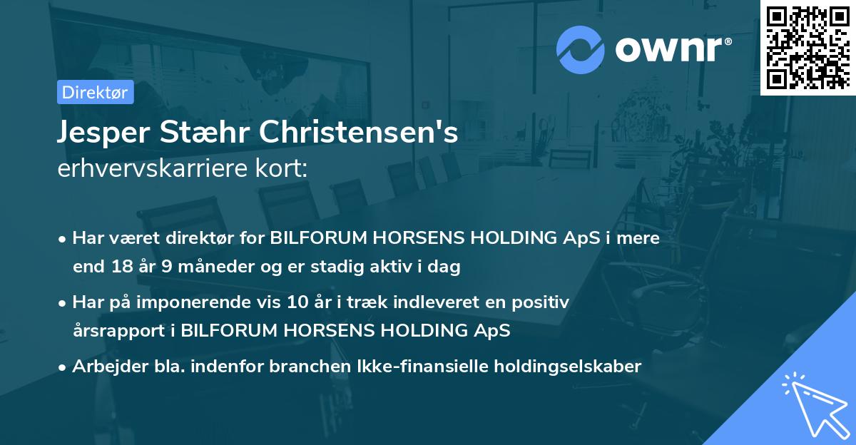 Jesper Stæhr Christensen's erhvervskarriere kort