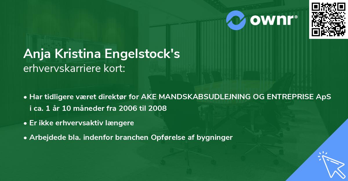 Anja Kristina Engelstock's erhvervskarriere kort