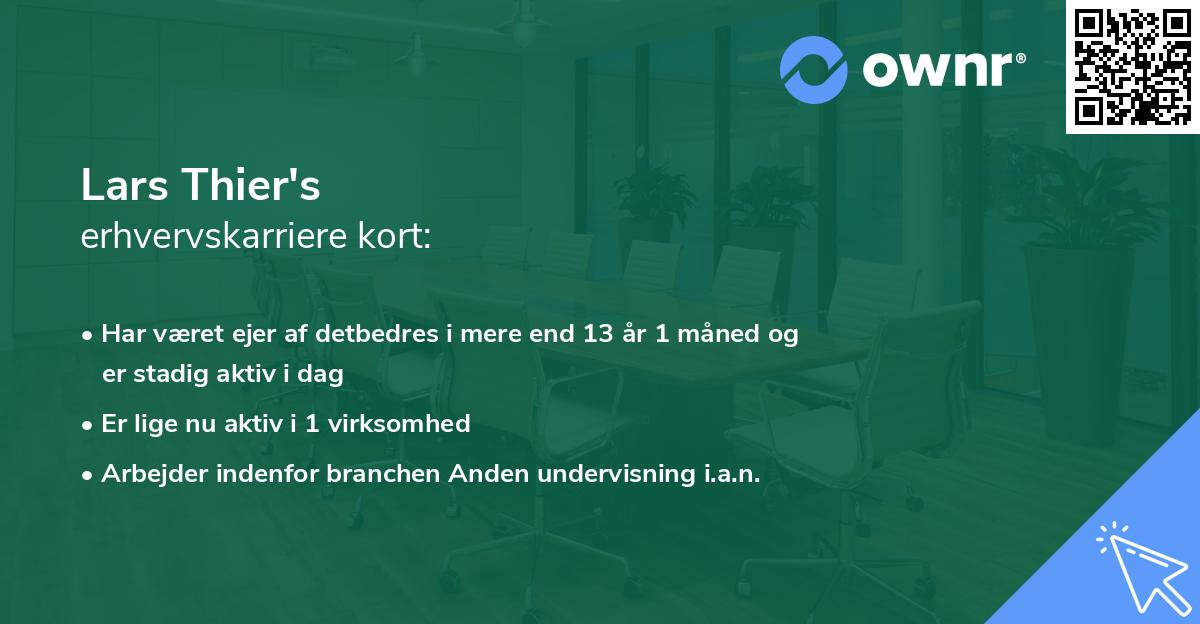 Lars Thier's erhvervskarriere kort
