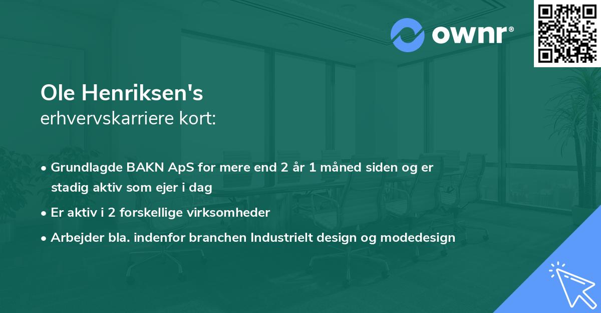 Ole Henriksen's erhvervskarriere kort