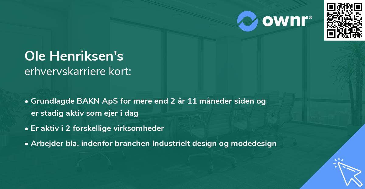 Ole Henriksen's erhvervskarriere kort