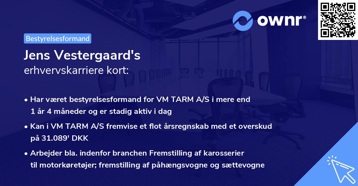 Jens Vestergaard's erhvervskarriere kort