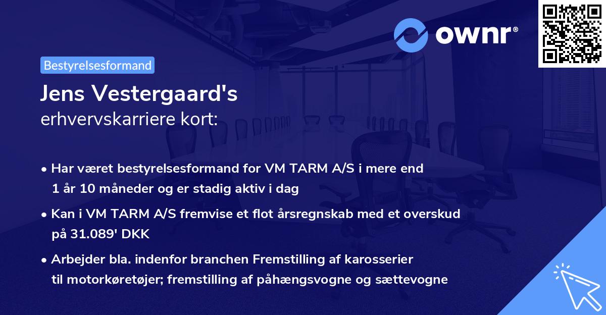 Jens Vestergaard's erhvervskarriere kort