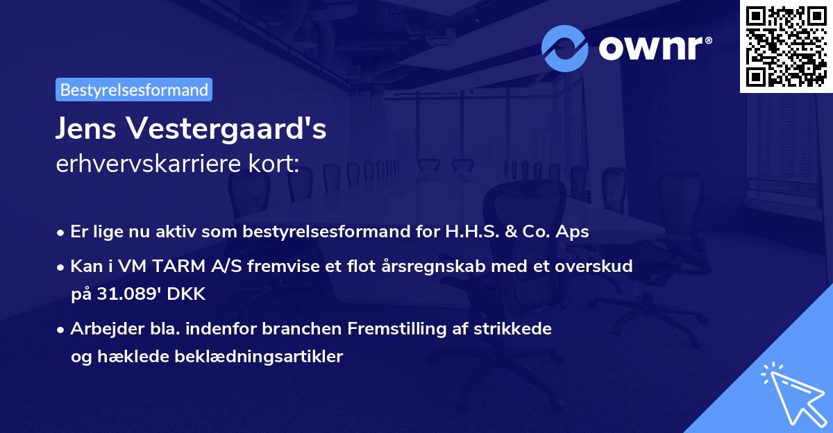 Jens Vestergaard's erhvervskarriere kort