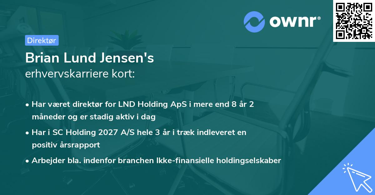 Brian Lund Jensen's erhvervskarriere kort